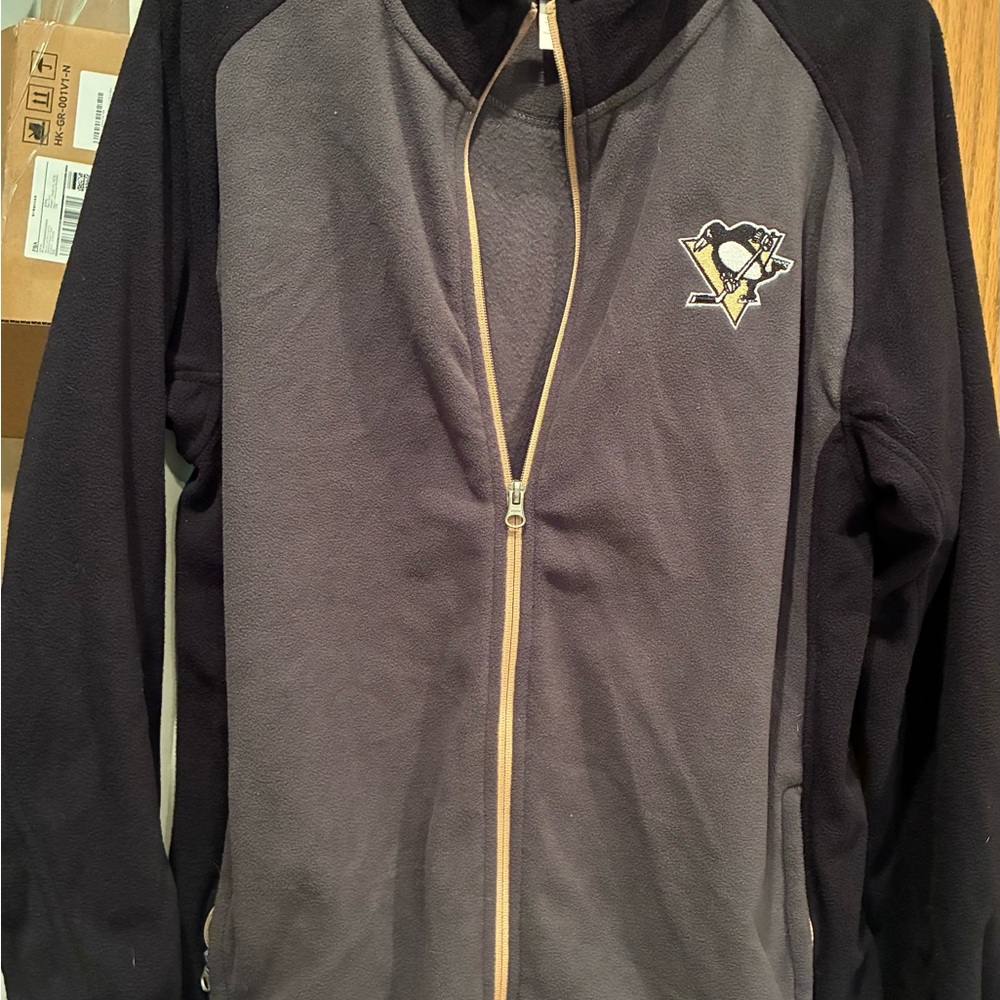 NHL Black and Gray Lightweight Pittsburgh Penguins Jacket
